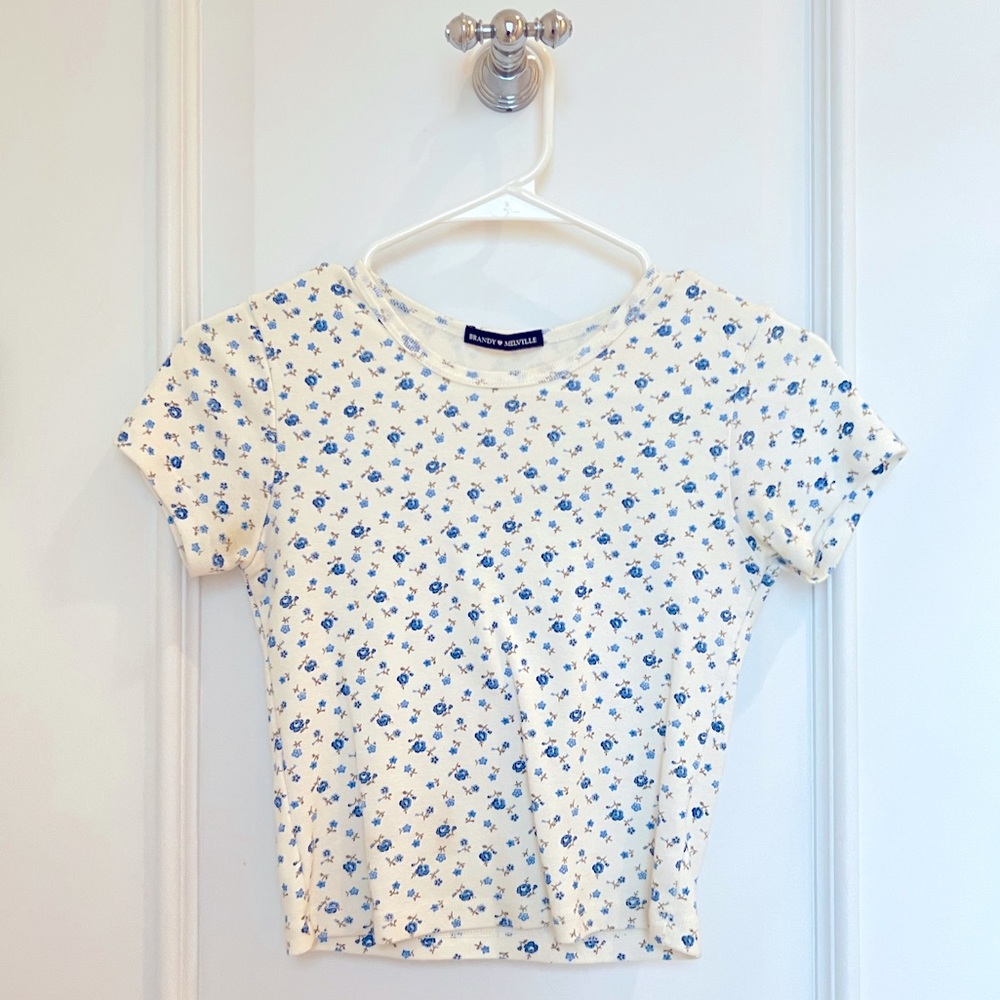 brandy melville blue floral top